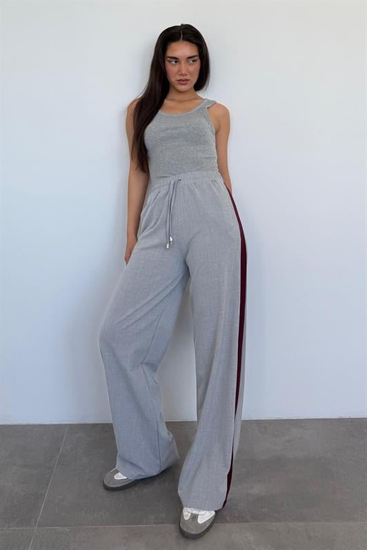 MDX Gray Striped Detailed Wide Leg Women's Pants MG2441 - Vittoria