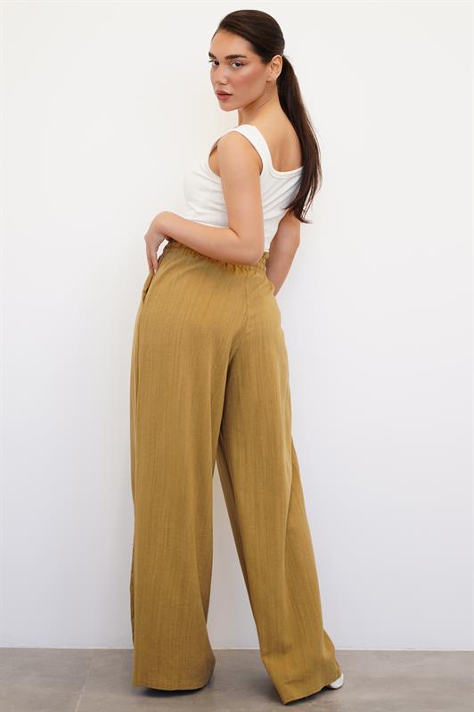 MDX Mustard High Waist Wide Leg Pants MG2408 - La Presa