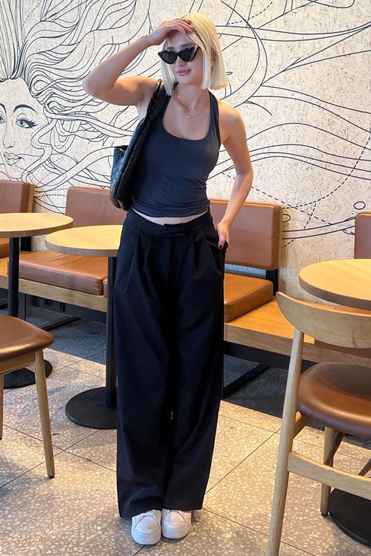 MDX Black High Waist Comfortable Loose Fit Wide Leg Pants MG2120 - Douglasville