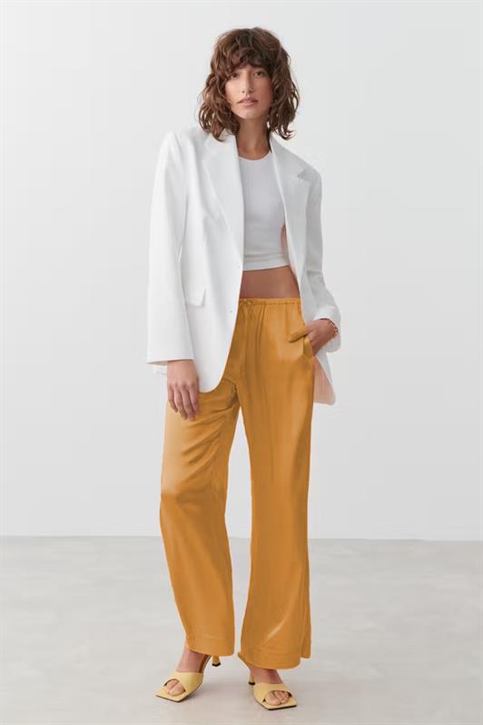 MDX Orange High Waisted Satin Wide Leg Women's Pants MG2019 - Westminster