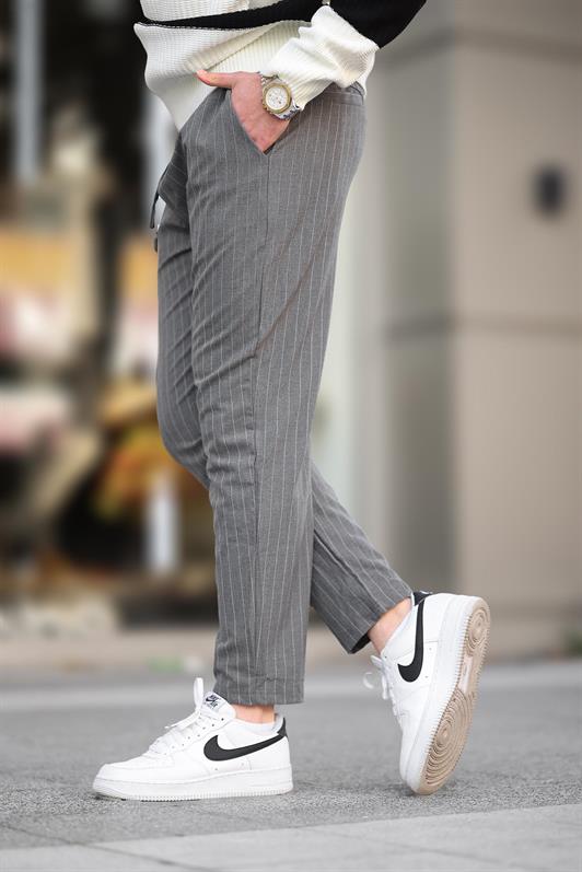 MDX Charcoal Striped Men's Fabric Trousers 6537 - Vólos