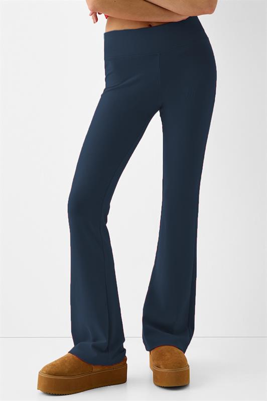 MDX Navy Blue Belted High Waist Flared Pants MG2096 - Bacău