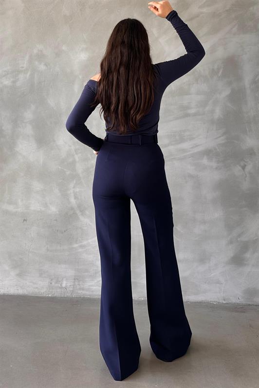 MDX Navy Blue Spanish Flare Women's Fabric Trousers MG2303 - Vaudreuil-Dorion