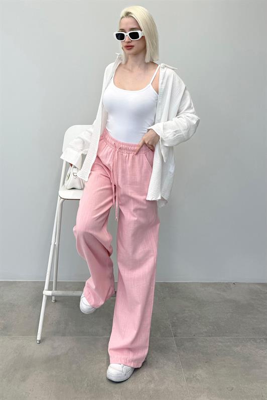 MDX Pink High Waist Ruffled Wide Leg Women's Pants MG2011 - Rowley Regis