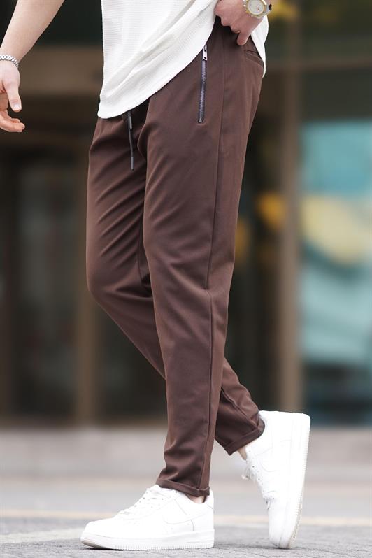 MDX Brown Zipper Detail Men's Pants 6520 - Piraeus