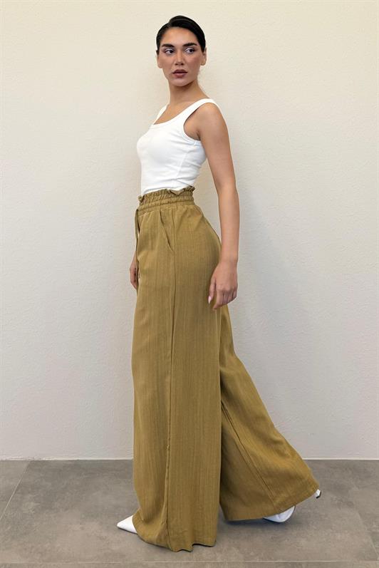 MDX Mustard High Waist Wide Leg Pants MG2408 - La Presa