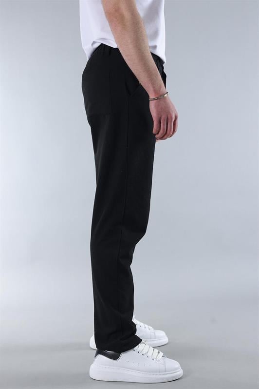 MDX Dark Black Regular Fit Straight Cut Men's Trousers with Side Pockets 6540 - Cesena