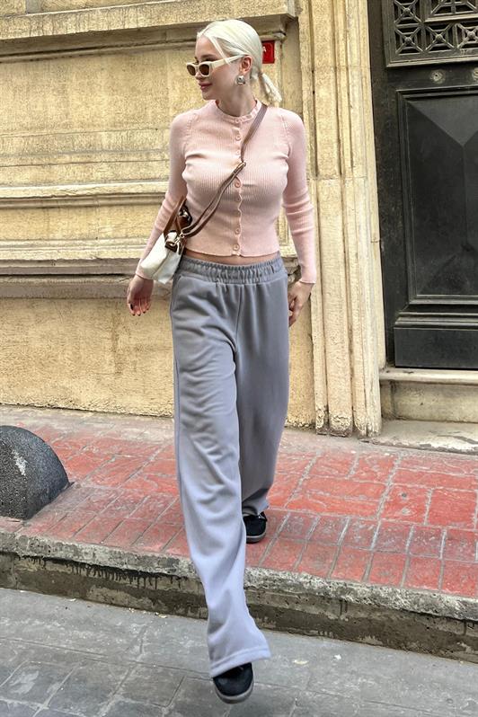MDX High Waist Elastic Waistband Wide Leg Spanish Pants in Gray MG2211 - Taxco de Alarcón