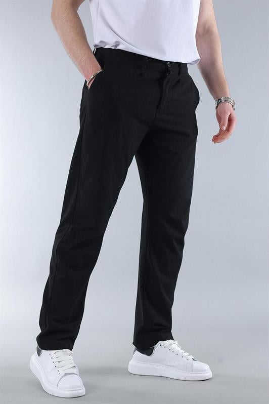 MDX Dark Black Regular Fit Straight Cut Men's Trousers with Side Pockets 6540 - Cesena