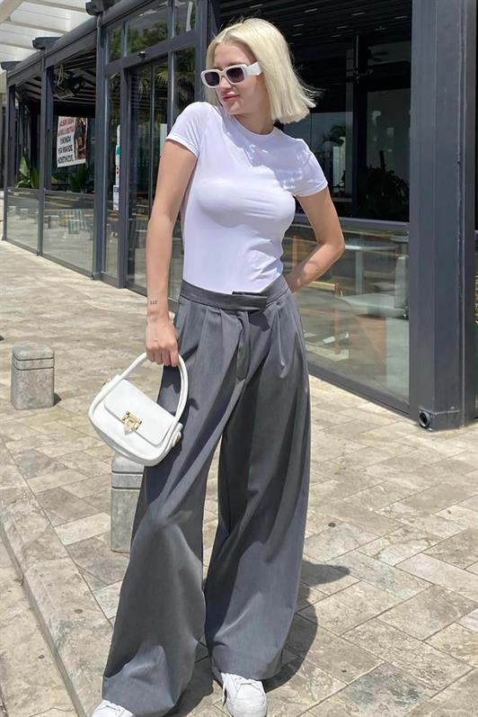 MDX Anthracite High Waist Comfortable Fit Wide Leg Pants MG2120 - Bünde