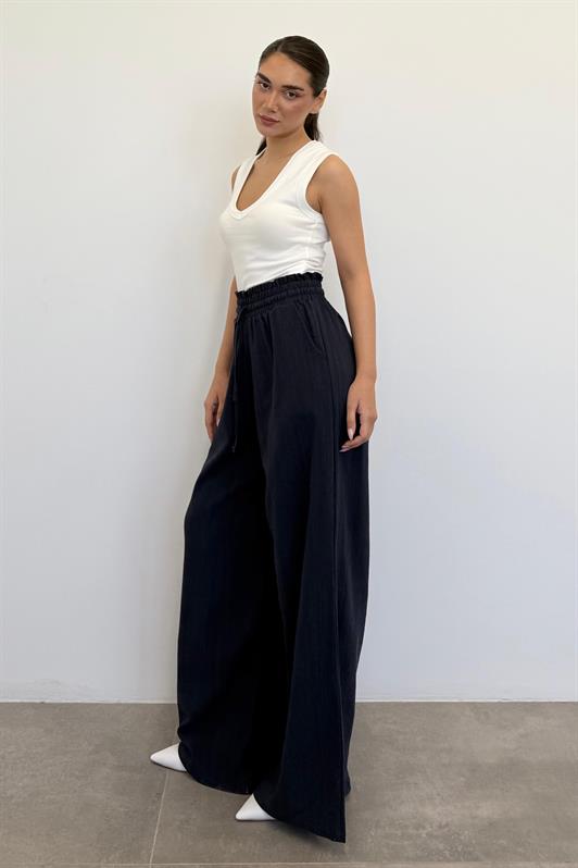 MDX Navy High Waist Wide Leg Pants MG2408 - Chelles