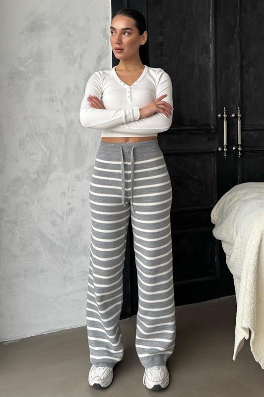 MDX Gray Striped Women's Knit Pants Mg2342 - Ercolano