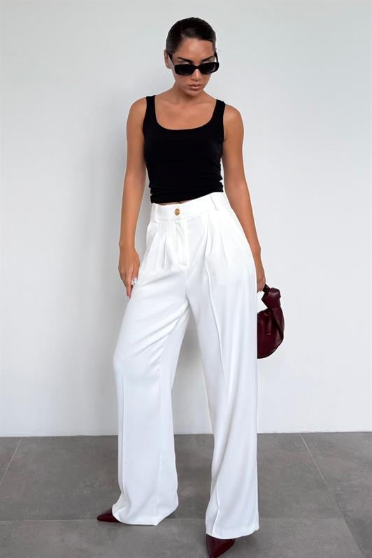 MDX White Women's Palazzo Pants Mg2525 - Chalco