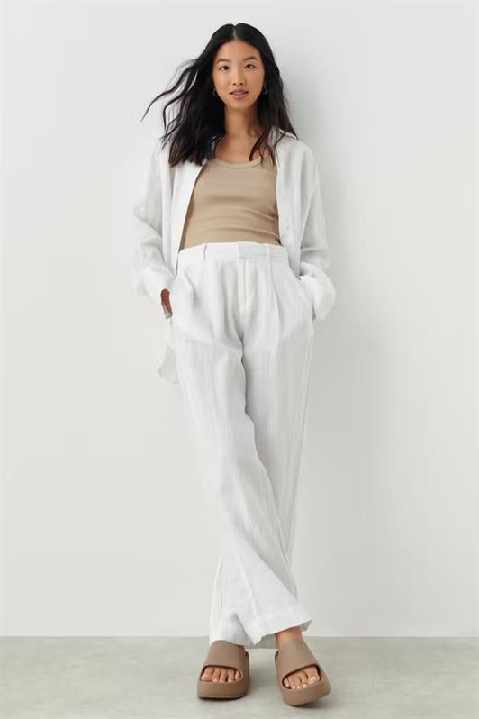 MDX White Belted Wide Leg Women's Pants MG2021 - Empalme