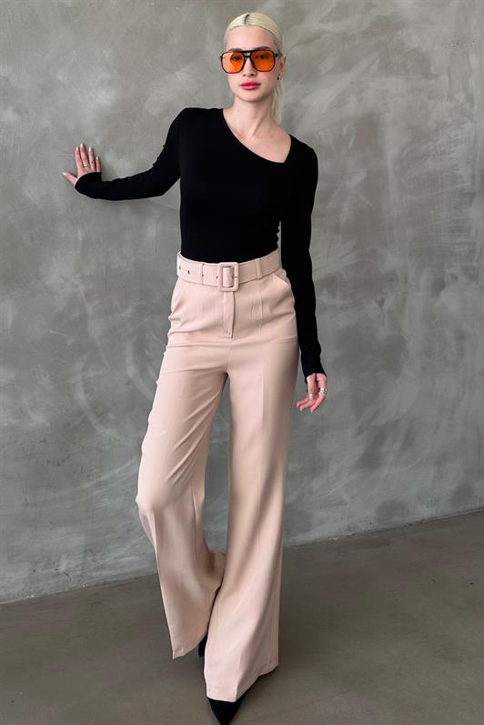 MDX Beige Spanish Flare Women's Fabric Pants MG2303 - Brindisi
