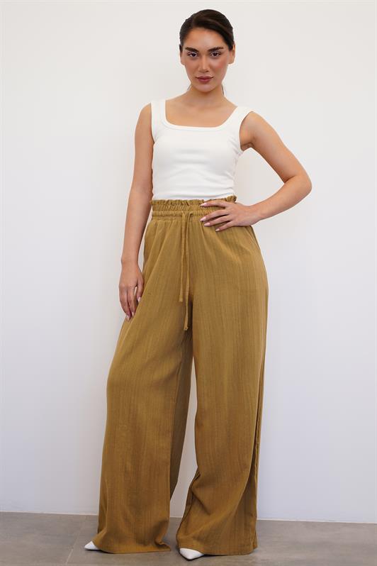 MDX Mustard High Waist Wide Leg Pants MG2408 - La Presa