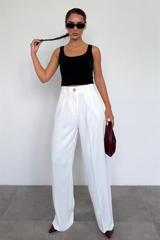 MDX White Women's Palazzo Pants Mg2525 - Chalco