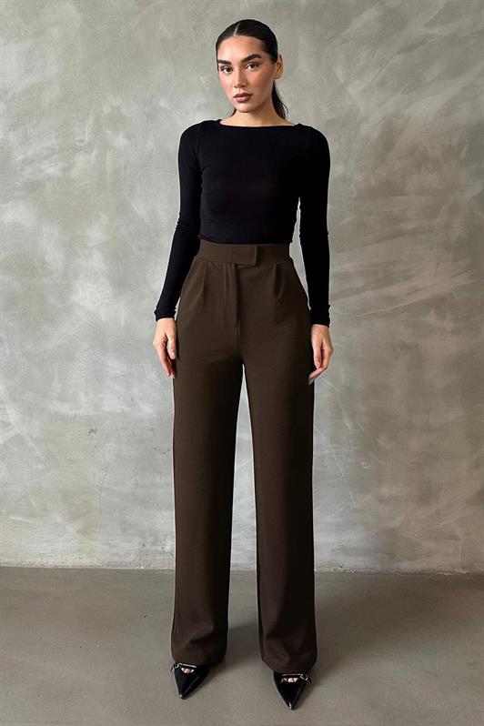 MDX Brown Lycra Hook-and-loop Palazzo Pants MG2291 - Santa Monica