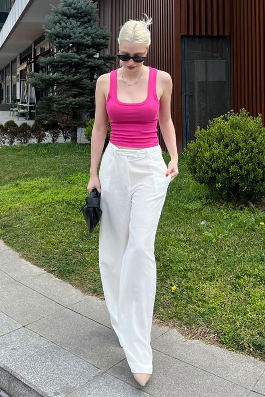 MDX Ecru High-Waisted Wide Leg Pants MG1992 - Post Falls