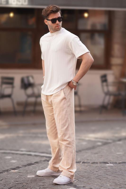 MDX Men's Beige Pants with Cuff Detail Comfortable Fit 6532 - Coatzacoalcos