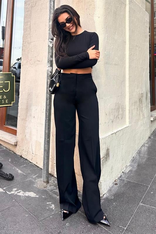 MDX Black High Waist Fabric Pants MG2284 - Herne Bay