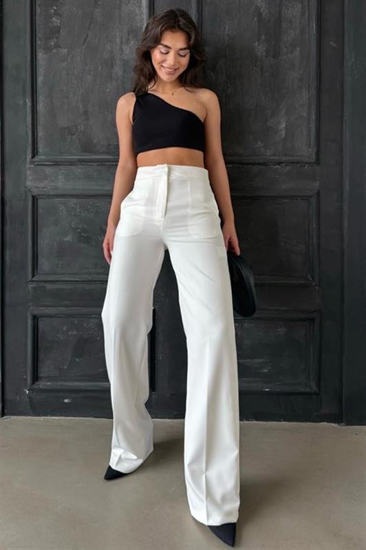 MDX Ecru High Waist Fabric Pants MG2284 - Agualva