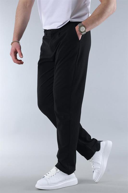 MDX Koyu Siyah Regular Fit Düz Kesim Yan Cepli Erkek Pantolon 6540 - Tepic