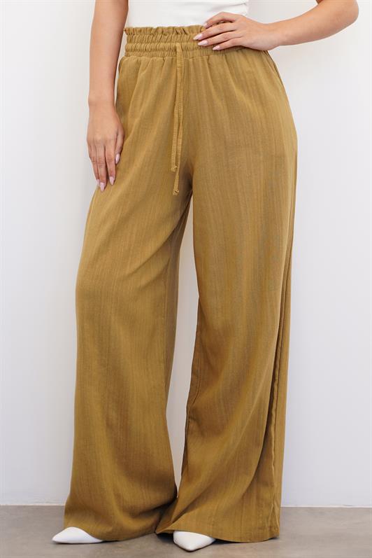MDX Mustard High Waist Wide Leg Pants MG2408 - La Presa