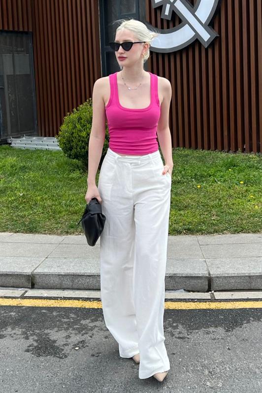 MDX Ecru High-Waisted Wide Leg Pants MG1992 - Post Falls