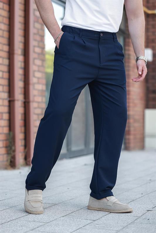MDX Navy Blue Relaxed Fit Men's Fabric Trousers E6577 - Ostend