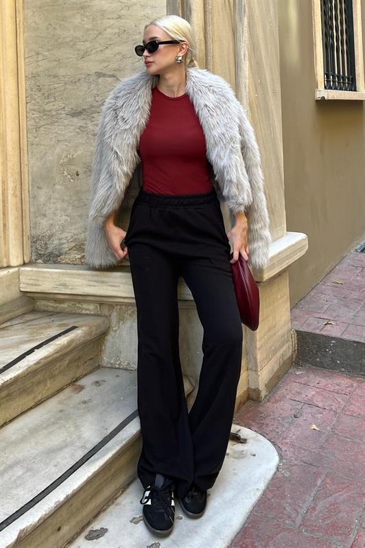 MDX Black High Waist Elasticated High Waist Flared Knit Pants MG2211 - Teramo