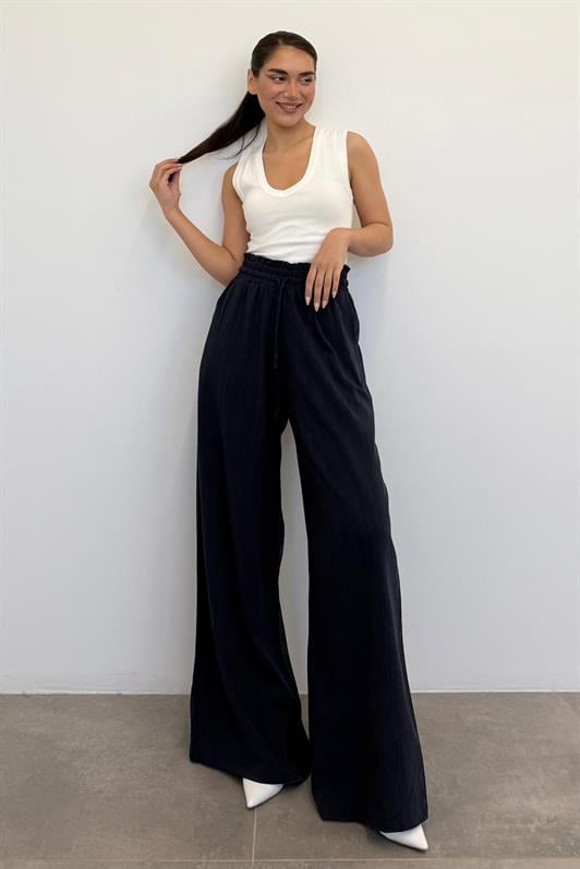 MDX Navy High Waist Wide Leg Pants MG2408 - Chelles