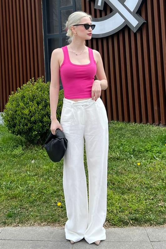 MDX Ecru High-Waisted Wide Leg Pants MG1992 - Post Falls