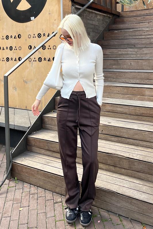 MDX Brown Adjustable High Waisted Wide Leg Pants MG2215 - Quimper