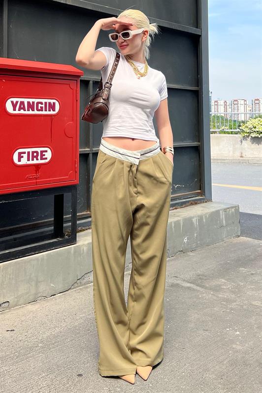MDX Haki Belt Detailed Wide Leg Pants MG1834 - San Luis Río Colorado