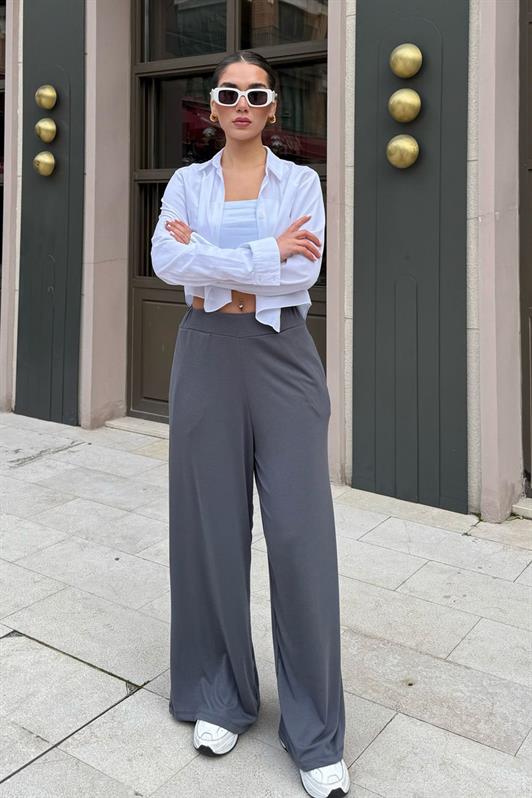 MDX Smoke High Waist Comfortable Fit Wide Leg Women's Trousers MG2309 - Nueva Rosita