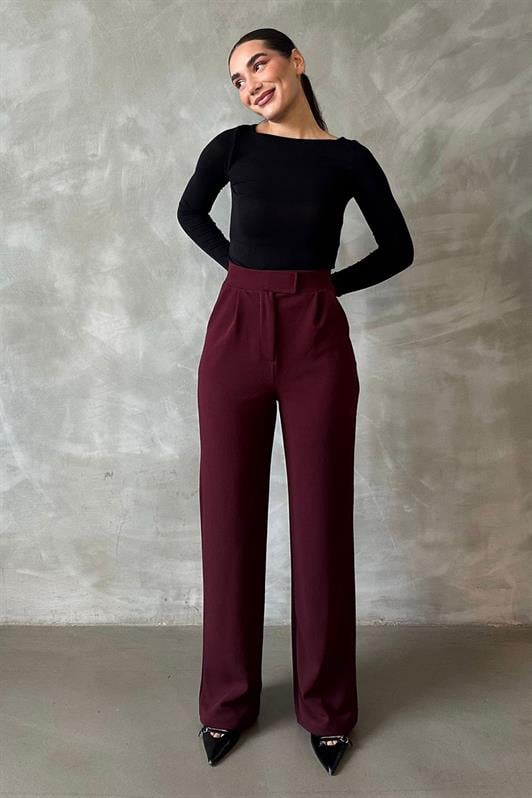 MDX Burgundy Lycra Hook-and-Loop Palazzo Pants MG2291 - Fort Smith