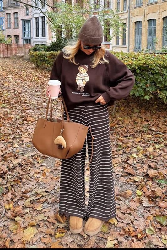 MDX Brown Striped Knit Women's Pants MG2609 - Pompano Beach