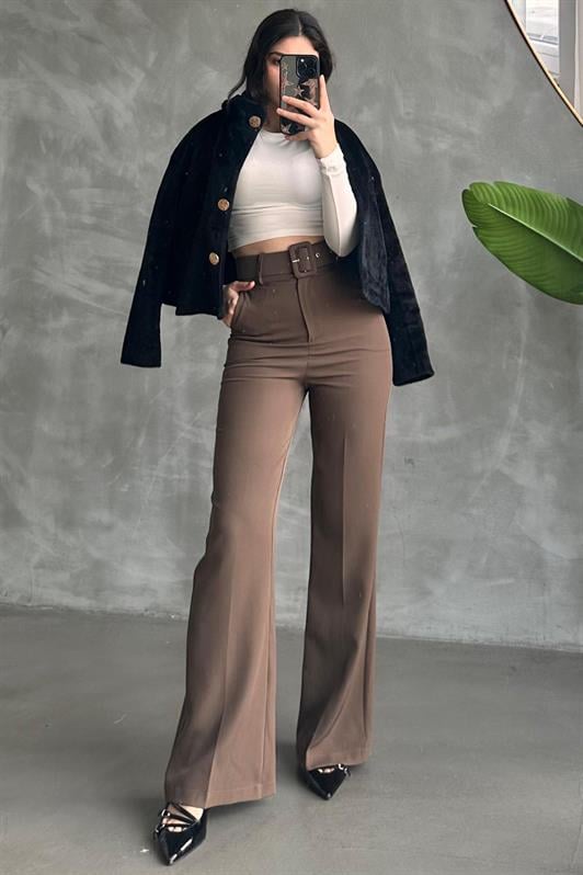 MDX Brown Spanish Flare Women's Fabric Pants MG2303 - Nanterre