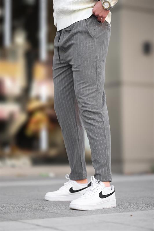 MDX Charcoal Striped Men's Fabric Trousers 6537 - Vólos