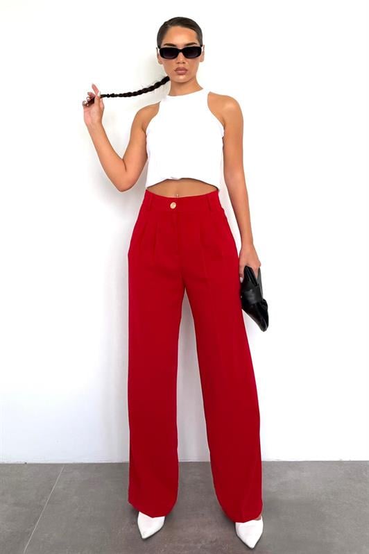 MDX Red Women's Palazzo Pants Mg2525 - Santa Clara