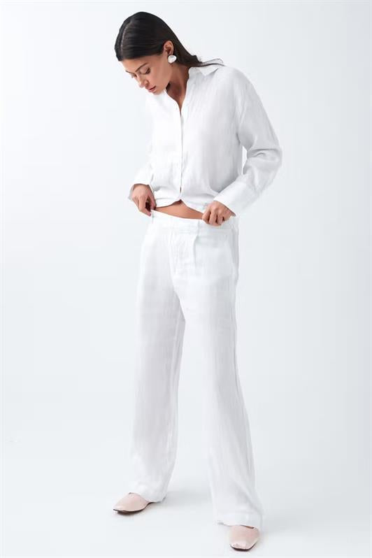 MDX White Belted Wide Leg Women's Pants MG2021 - Empalme