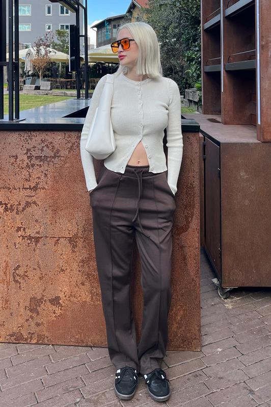 MDX Brown Adjustable High Waisted Wide Leg Pants MG2215 - Quimper