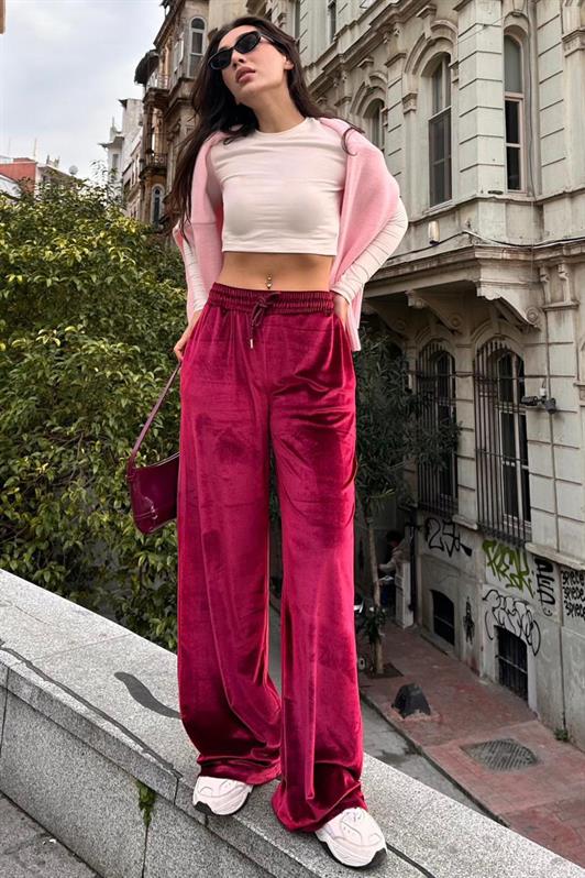 MDX Burgundy Velvet Wide Leg Pants MG2283 - St. Catharines