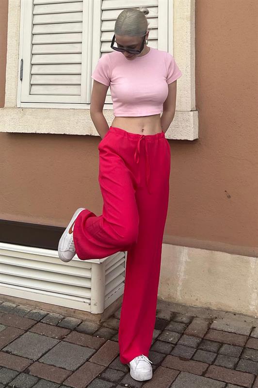 MDX Fuchsia Crinkle Fabric Basic Women's Beach Pants MG1778 - Tamarac