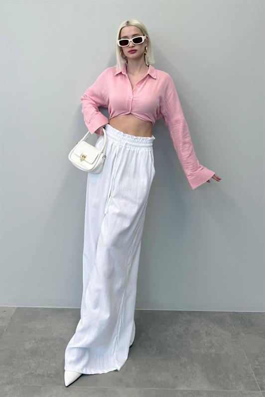 MDX White High Waist Wide Leg Pants MG2408 - New Orleans