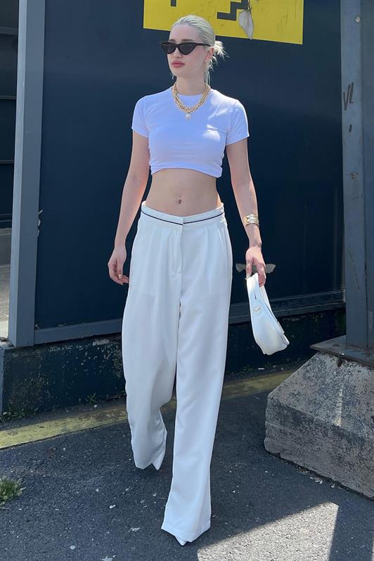 MDX Ecru Belt Detailed Wide Leg Pants MG1834 - Pinto