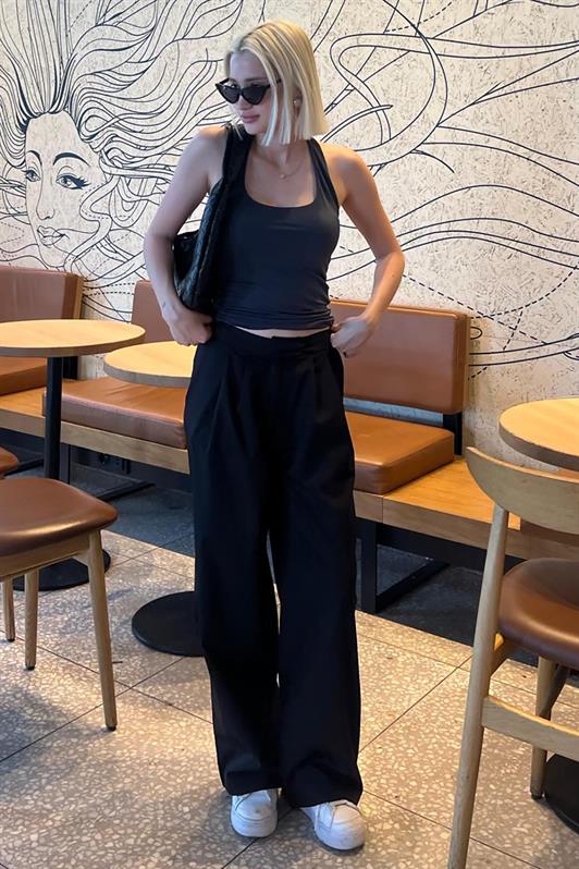 MDX Black High Waist Comfortable Loose Fit Wide Leg Pants MG2120 - Douglasville