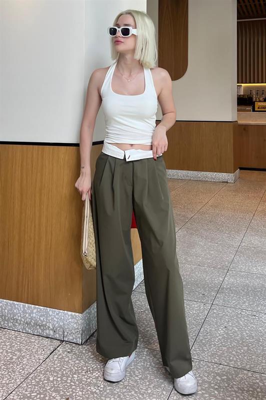 MDX Haki High Waist Comfortable Loose Fit Wide Leg Pants MG2120 - Eberswalde