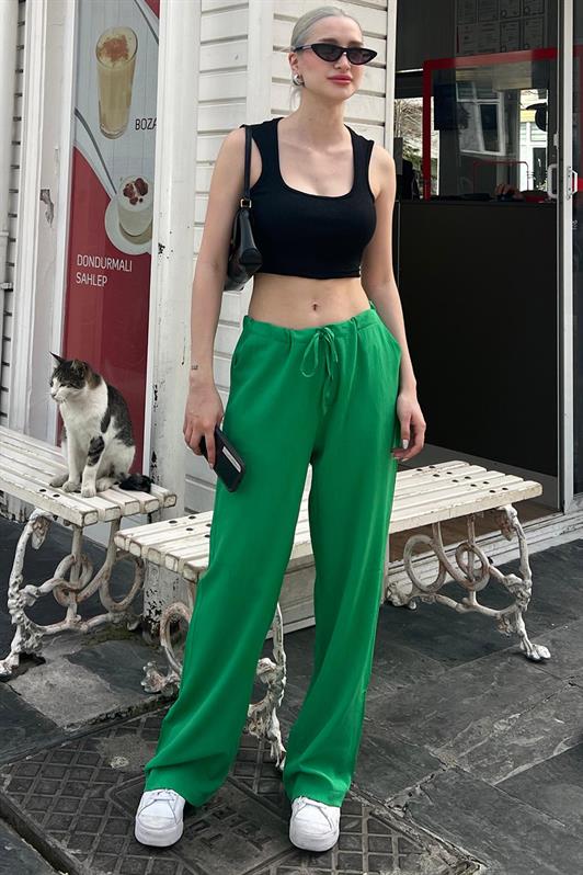 MDX Green Crinkle Fabric Basic Women's Beach Pants MG1778 - Huddersfield